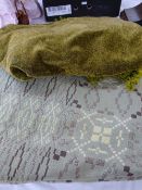 WELSH WOOLLEN BLANKET - traditional, green in colour with tasselled ends and another bedspread