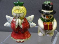 MOORCROFT CHRISTMAS FAIRY/ANGEL & SNOWMAN TREE DECORATIONS, designers Nicola Slaney and Ceri Goodwin
