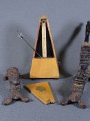 VINTAGE METRONOME, Victorian cast iron cork presses, a pair