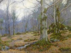 RALPH W BARDILL (RCA) fine exhibition quality - treescape with rolling stream and grazing sheep,