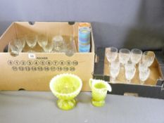 WATERFORD DRINKING GLASSWARE and other and a Vaseline glass two piece set