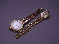 TWO LADY'S GOLD WRIST WATCHES including a Helvetia, 18ct gold cased with 9ct bracelet strap, 11.