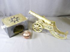 BRASS ORNAMENTAL CANNON, 45cms L and other brassware ETC