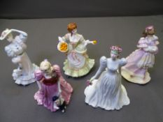 COALPORT FIGURINES - 'A Gift of Love', 'A Helping Hand', 'Marie', 'Beatrice at the Garden Party' and