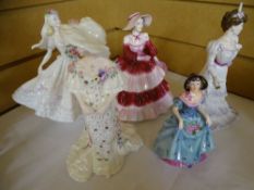 COALPORT FIGURINES - 'The Lovely Lady Christabel', 'Wedding Day', 'Daphne', 'Eugenie' and '