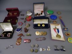 BUTLINS BADGES and other collectables including sewing box, tape measures, commemorative