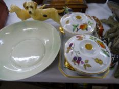 SHELLEY FRUIT BOWL (damaged), Royal Worcester Evesham oven-to-table ware, various animal figurines