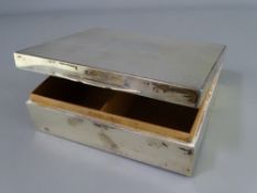 SILVER RECTANGULAR CIGAR BOX, Birmingham 1948, Maker W H Manton Ltd, cedar wood lined with engine