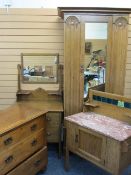 EDWARDIAN OAK FOUR PIECE BEDROOM SUITE, well presented with slight Art Nouveau influences consisting