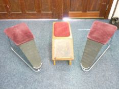 SHOE SHOP FOOT STOOLS, three vintage