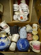 MIXED COMMEMORATIVE & OTHER WARE, a large box and a smaller box of 'Wales' commemorative ware