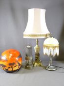 MINERS LAMP CONVERTED, lustre table lamp, novelty safari lamp ETC E/T