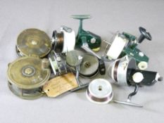 FISHING REELS - antique brass, one marked 'W G Cummings, Bishop Auckland' and a parcel of others