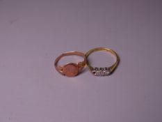 TWO GOLD RINGS including 18ct gold platinum diamond set example (1 stone missing), 2grms, ring