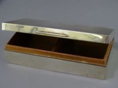 SILVER RECTANGULAR CIGARETTE BOX, Birmingham 1946, Maker Ernest W Haywood, cedar lined with engine