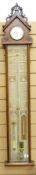 CIRCA 1900 ADMIRAL FITZROYS BAROMETER with upper Roman numeral dial clock set within an