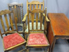 VICTORIAN DROP-LEAF DINING TABLE with a Harlequin set of four (3 + 1) dining chairs, 70cms H, 138cms