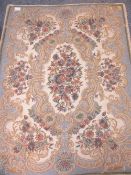 KASHMIRI HAND STITCH WOOL CHAIN RUG - classical Indian floral cartouche and border, 163 x 128cms
