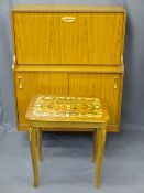 INLAID ITALIAN MUSICAL WORK TABLE and a mid-century teak effect bureau/cupboard
