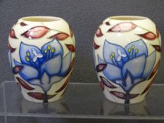 MOORCROFT JACOB'S LADDER, 9.5cm H vases, a pair, designed by Alicia Amison, impressed and painted