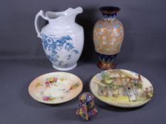 ROYAL DOULTON LAMBERT VASE, a blue and white floral decorated water jug, Royal Doulton Gaffers