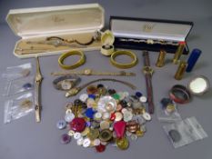 LADY'S WATCHES & OTHER COLLECTABLES - a mixed quantity, including a heart shaped celluloid box
