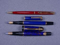 WATERMAN - Modern red marble lacquer Waterman Hémisphère ballpoint pen with gold trim, in original