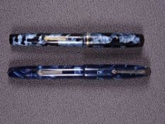 CONWAY STEWART - Vintage 1950s blue marble Conway Stewart No 15 fountain pen with chrome trim and