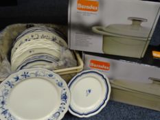 BERNDES BOXED CAST IRON CASSEROLE DISHES, 4.7 litres and 2.4 litres and a quantity of Ikea
