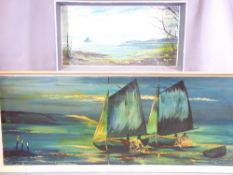 FREDA SANDERSON oil on board, 43 x 110cms together with another oil on board , initialled and