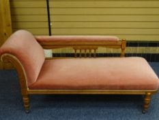 EDWARDIAN OAK CHAISE LONGUE, 75cms H maximum, 162cms L, 70cms D