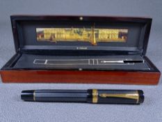 PARKER - 1999 chased black Parker Duofold Centennial Special Edition Greenwich fountain pen with