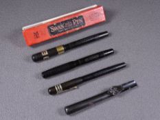 MABIE TODD - Vintage 1920s chased black hard rubber Swan Mabie Todd SF1 self-filler fountain pen (