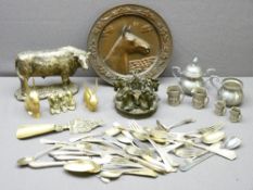 EPNS, BRASSWARE, composite horse and other models, flatware ETC