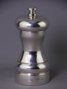 SILVER PEPPER MILL GRINDER, 'Peter Piper', capstan style, London 1988, 'W E V' maker