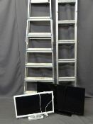 TWO MODERN FLATSCREEN TVS and two aluminium ladders (one extending, one folding) E/T
