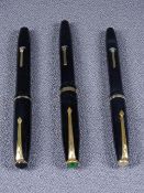 CONWAY STEWART - Vintage 1950s black Conway Stewart 'Shorthand' fountain pen with green jewel to