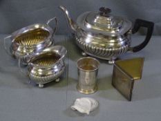 EPNS - three piece tea service, cigarette case ETC