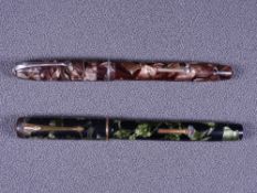 CONWAY STEWART - Vintage 1950s brown marble Conway Stewart No 75 fountain pen with chrome trim and