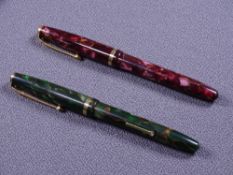 CONWAY STEWART - Two vintage (late 1950s-60s) Conway Stewart No 12 fountain pens, one having green