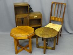 VINTAGE FURNITURE, mixed parcel to include a small bookcase cupboard, Art Nouveau inlaid side chair,