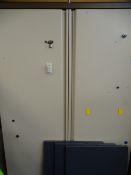 TRIUMPH TWO DOOR METAL OFFICE STORAGE CABINET with interior shelves, 183cms H, 95cms W, 49cms D