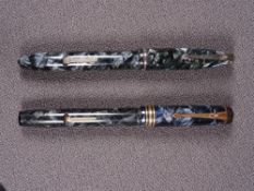 CONWAY STEWART - Vintage 1950s blue marble Conway Stewart No 75 fountain pen with chrome trim and