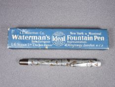 WATERMAN - Antique c1910s sterling silver Filigree Waterman 412 eyedropper fountain pen with