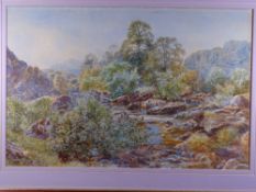 HENRY MOXON COOK watercolour - mountainside river scene, signed and dated 1891, 34 x 52cms