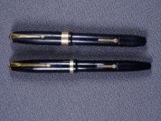 CONWAY STEWART - Vintage 1950s black Conway Stewart No 27 fountain pen with gold trim and 14ct