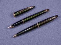 WATERMAN - Modern sea green shimmer Waterman Carene fountain pen and ballpoint pen set with 18ct