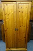 REPRODUCTION PINE TWO DOOR WARDROBE, 178cms H, 87cms W, 52cms D