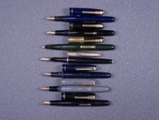 WATERMAN - Three vintage (late 1940s) Waterman Taperite fountain pens - two black, one grey - with