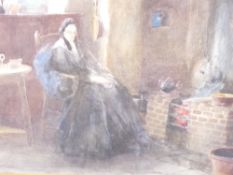 WELSH SCHOOL watercolour - interior cottage scene, 24 x 33cms